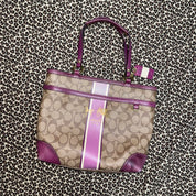 Vintage Coach Beige & Purple Signature Logo Bag