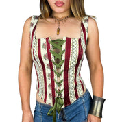 90s Striped Jacquard Corset Top (M/L)