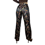 90s Asian-Inspired Satin Jacquard Trousers (M)