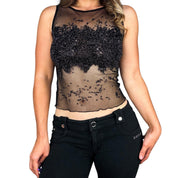 Vintage Beaded Mesh Top (S)