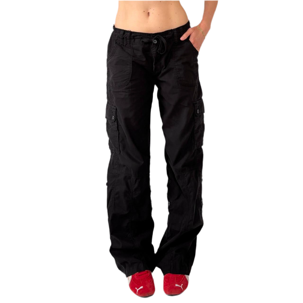 Y2K Black Cargo Pants (M)