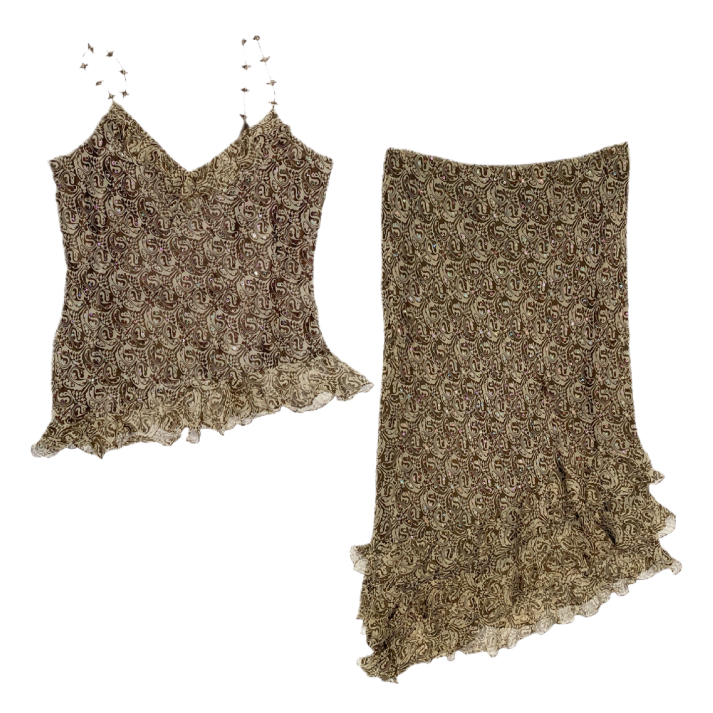 Embellished Silk Skirt Set (XL)