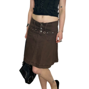 Vintage French Brown Midi Skirt (S/M)