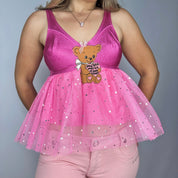 Tulle Teddy Bear Babydoll Top (M)