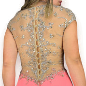 Peachy Bejeweled Mesh Gown (M)