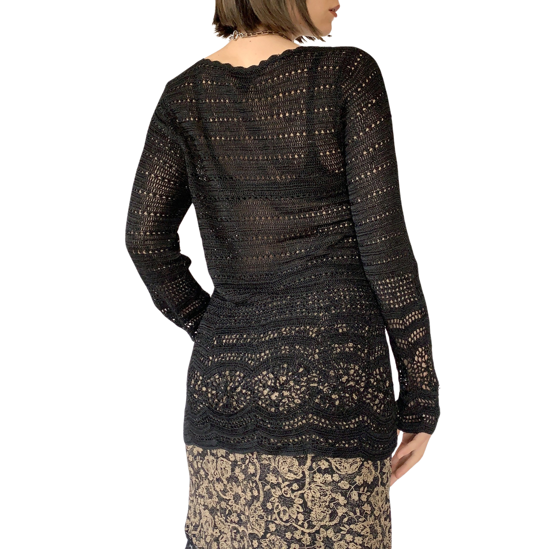 90s Noir Crochet Top (S/M)