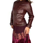 rosewood brown fitted leather jacket (m)