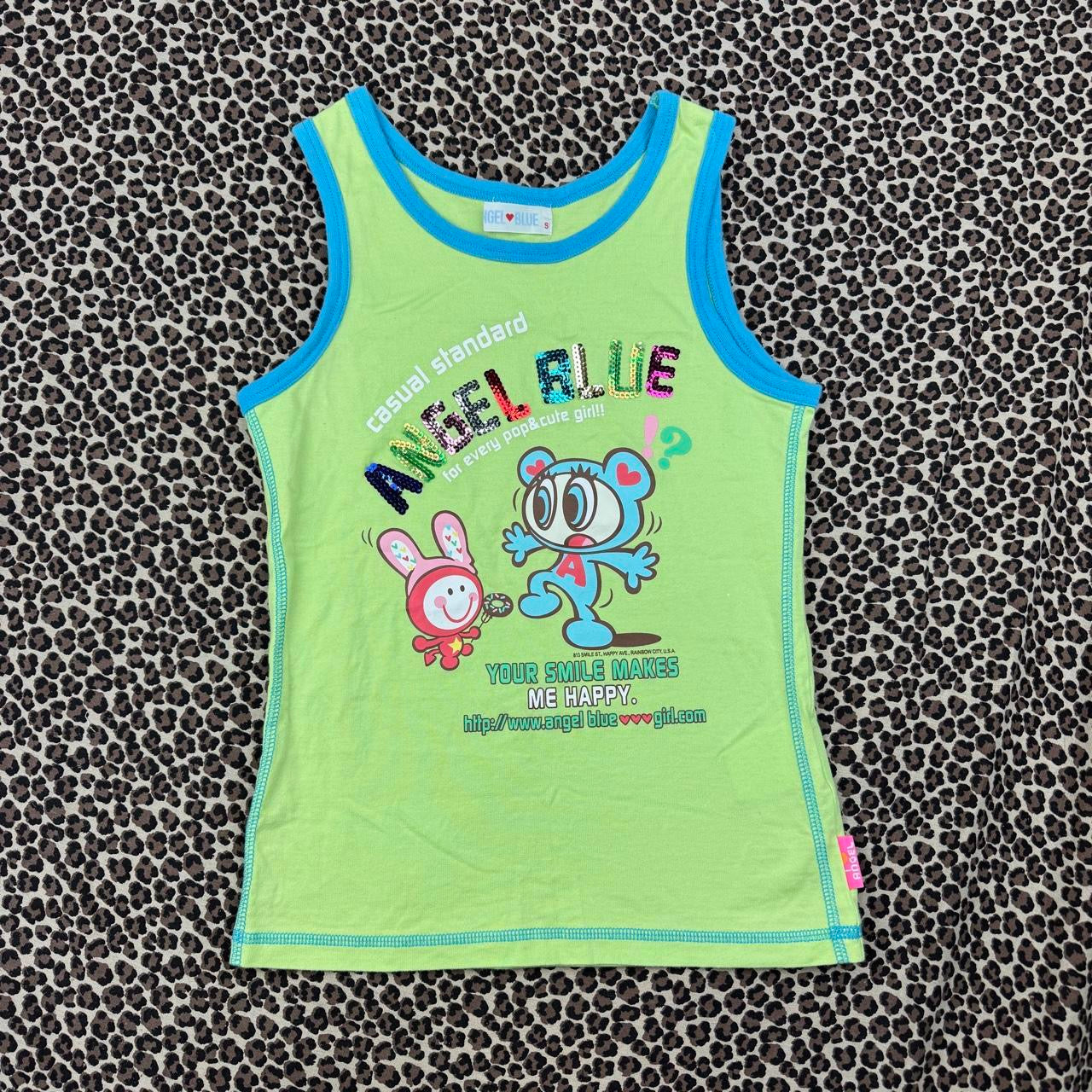 Angel Blue Sequin Graphic Tank (XS)