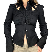 Caché Beaded Cutout Button Down (S)