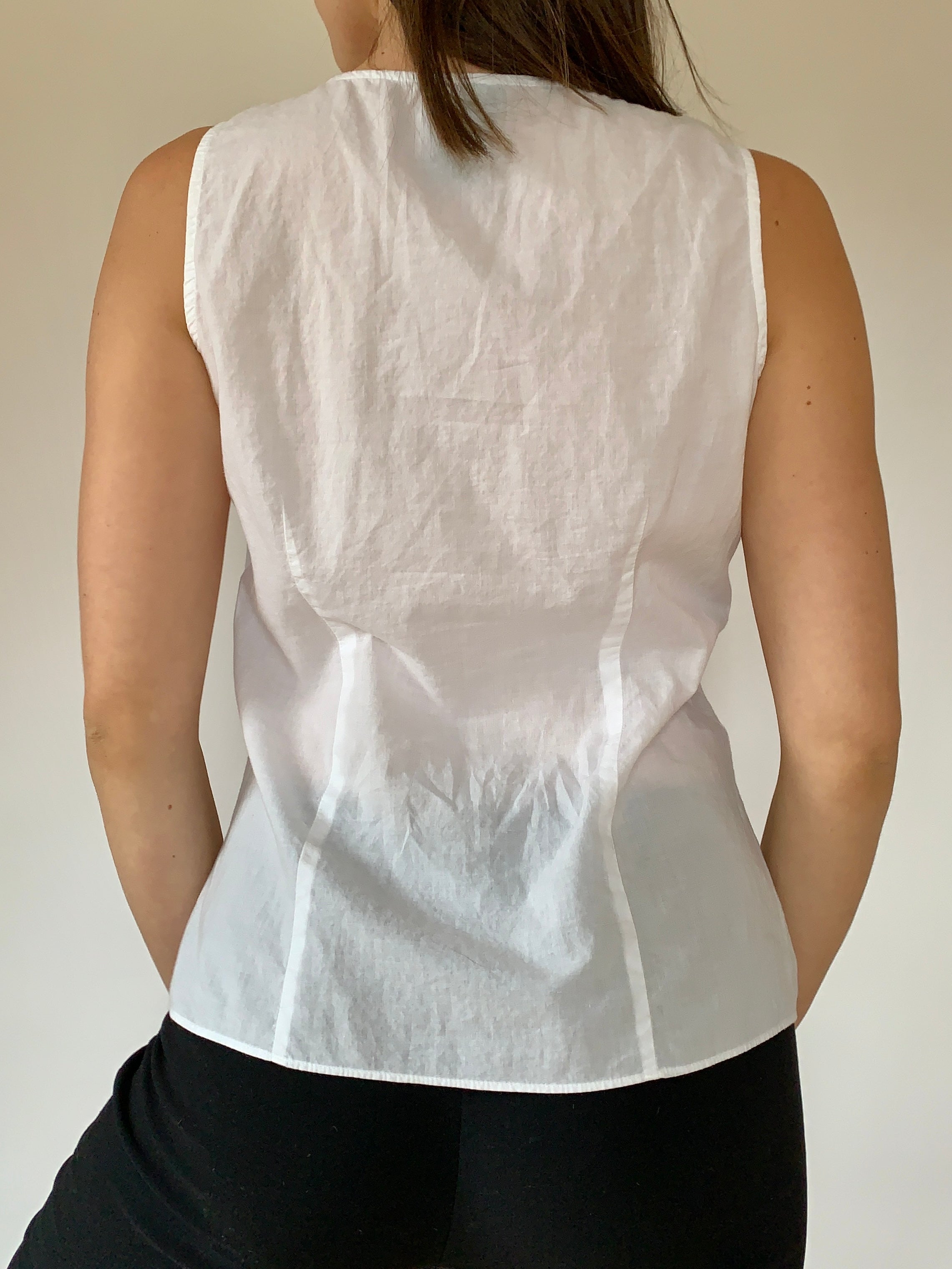 Y2K Cotton Ruffle Blouse (M)