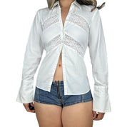 DKNY Eyelet Lace Detail Button Up (M)