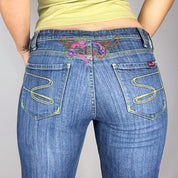 Y2K Embroidered Low Rise Jeans (M)