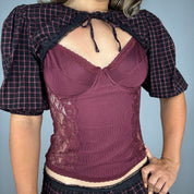 Upcycled Flannel Bolero & Mini Skirt Set (S/M)