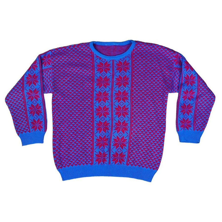 90s Cozy Nordic Snowflake Sweater (L)