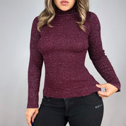 90s Burgundy Shimmer Turtleneck (M)