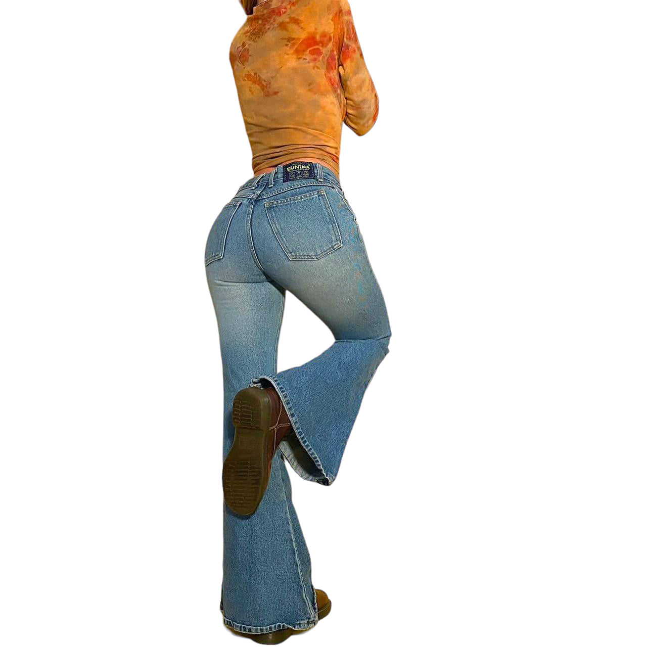 90’s light wash bell bottom jeans - small