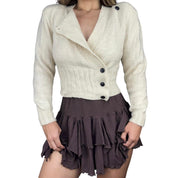 Vintage Asymmetrical Button Up Wool Sweater (S/M)