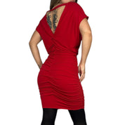 Slinky Red Ruched Early 2000s Dress (S)