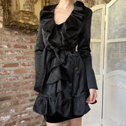 2000s Bebe Satin Ruffle Coat (S)