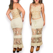 Handmade Crochet Cutout Maxi Skirt (S)