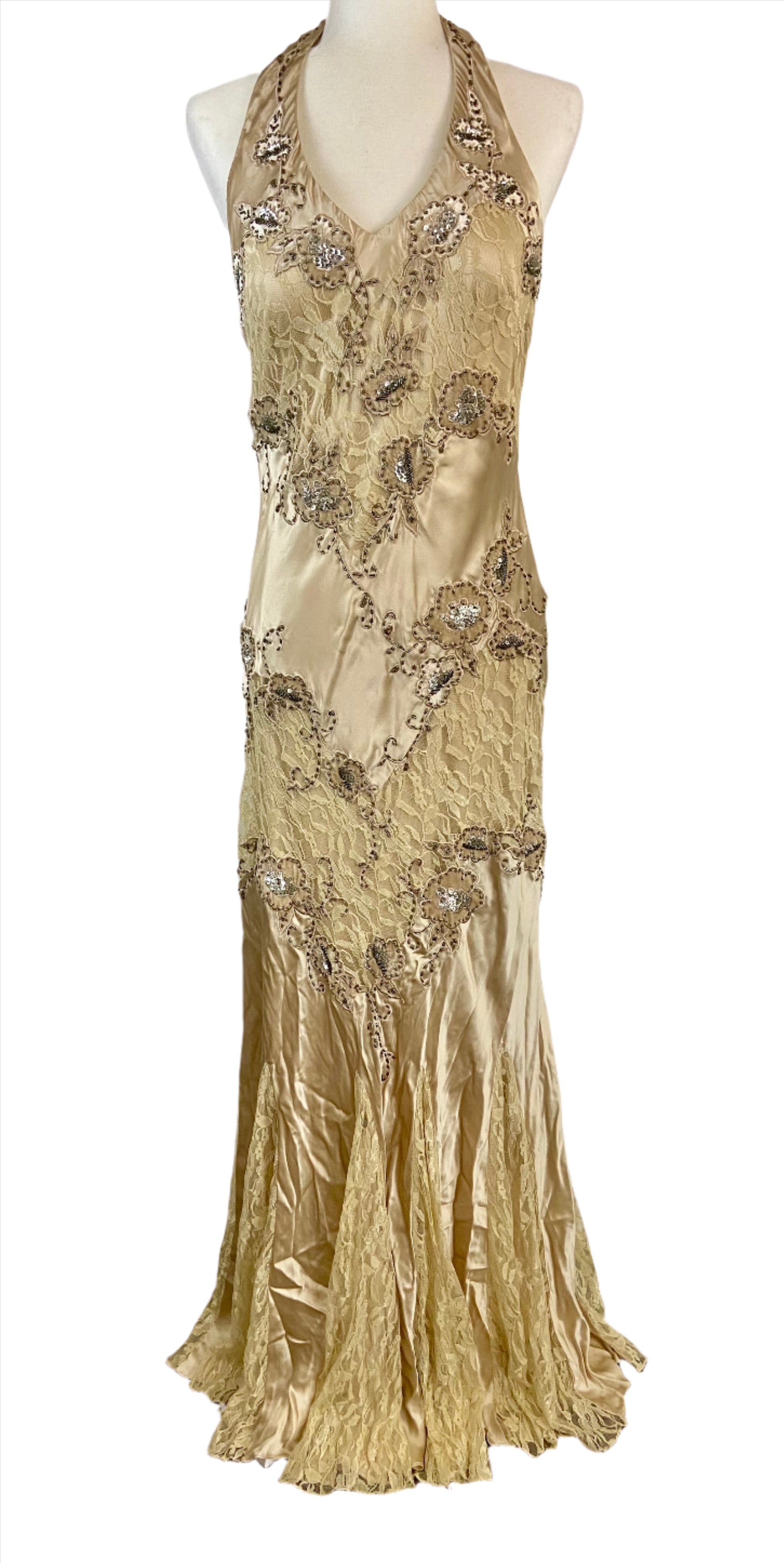 Cache Satin Gold A-line Dress Holy Thrift Cache Satin Gold A-line Dress Holy Thrift
