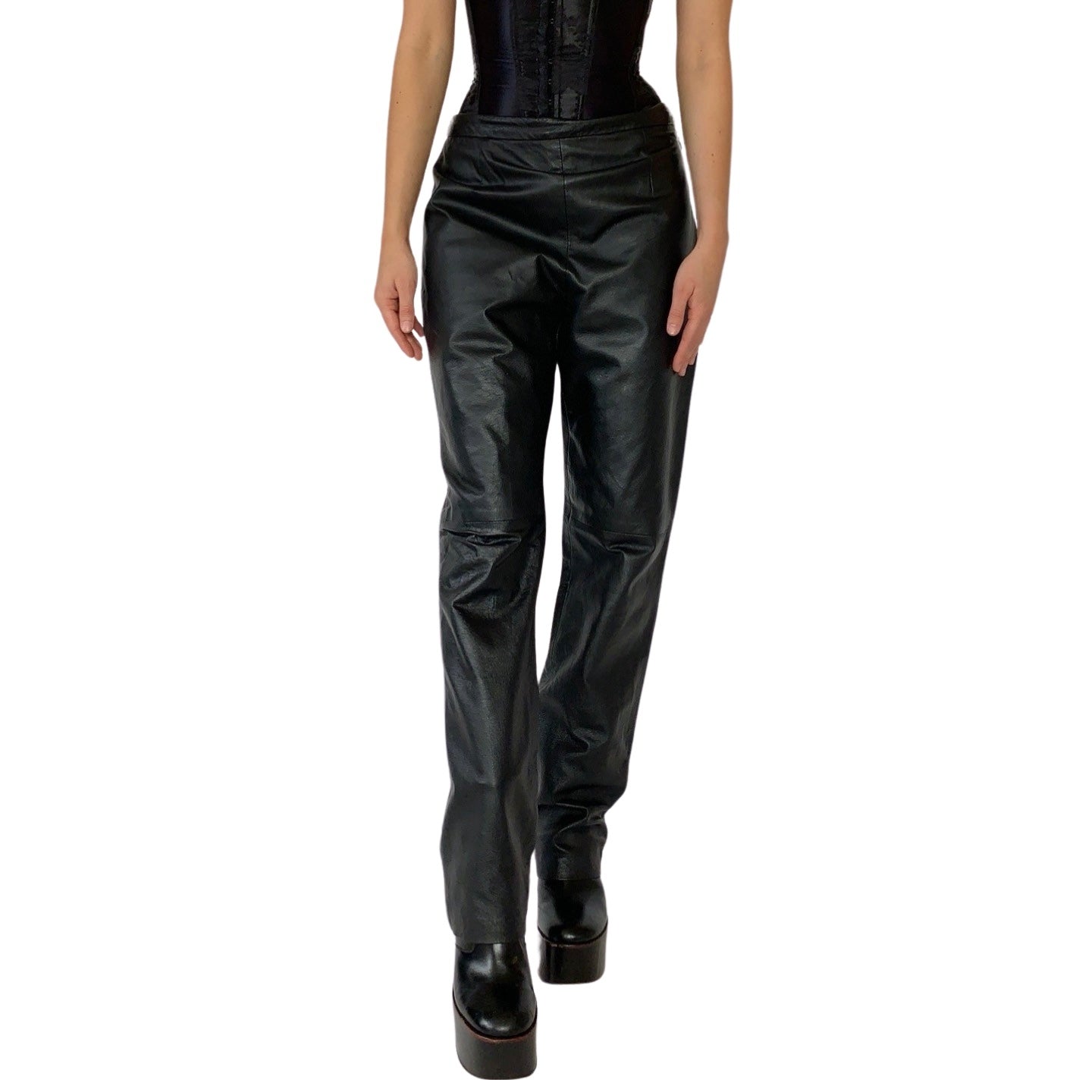 90s Noir Leather Pants (M)