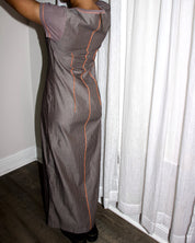 Vintage Cop Copine Pinstripe Zipper Dress (S)