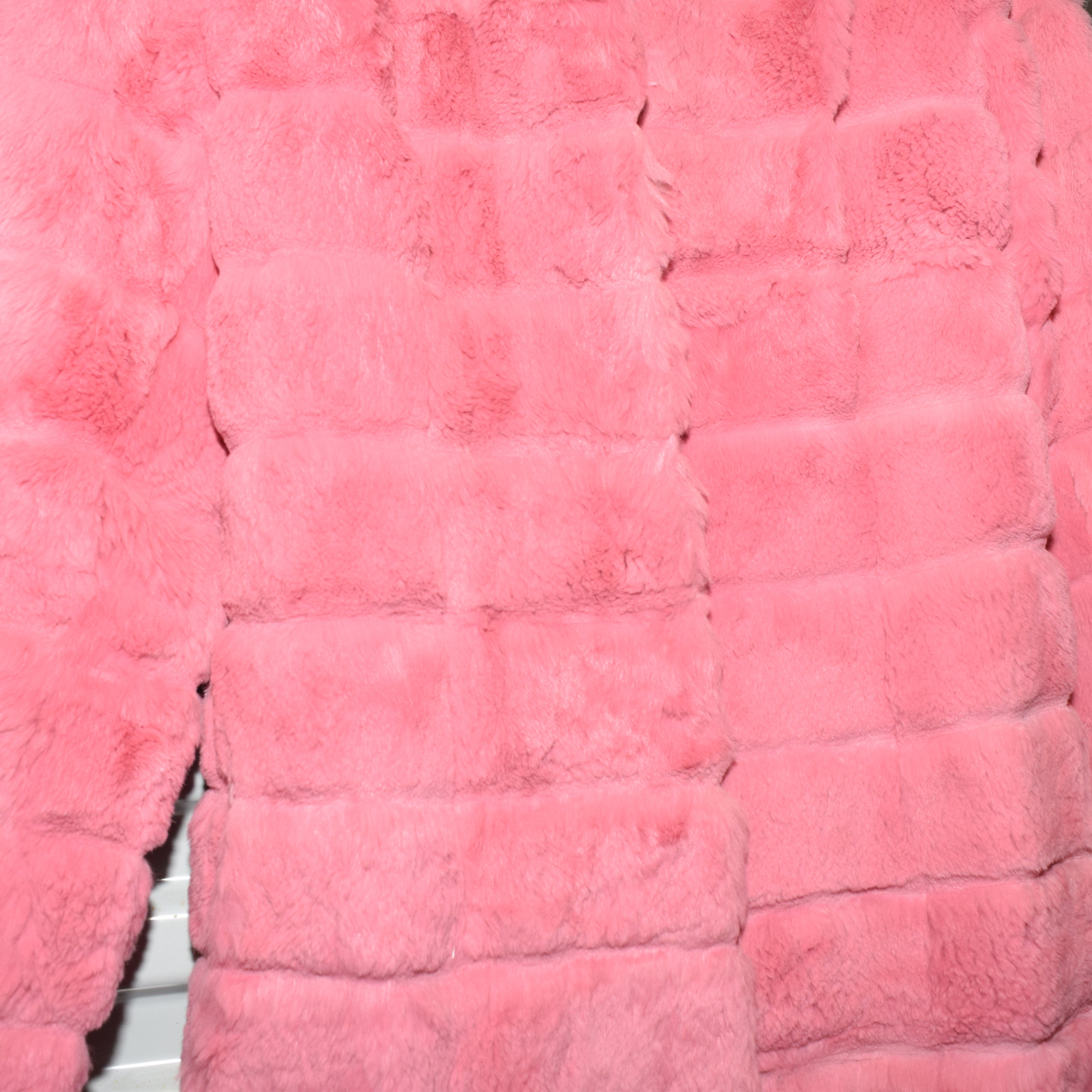 Pink Genuine Rabbit Fur Wilson’s Leather Jacket (M)