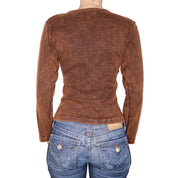 Y2K Boho Patchwork Long Sleeve Top (S)