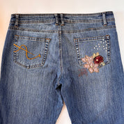 Y2K Floral Embellished Flare Jeans (L)