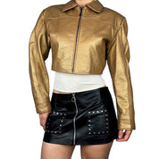 Caché Gold Cropped Leather Jacket (L)