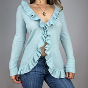 Baby Blue Cashmere Ruffle Cardigan (M/L)