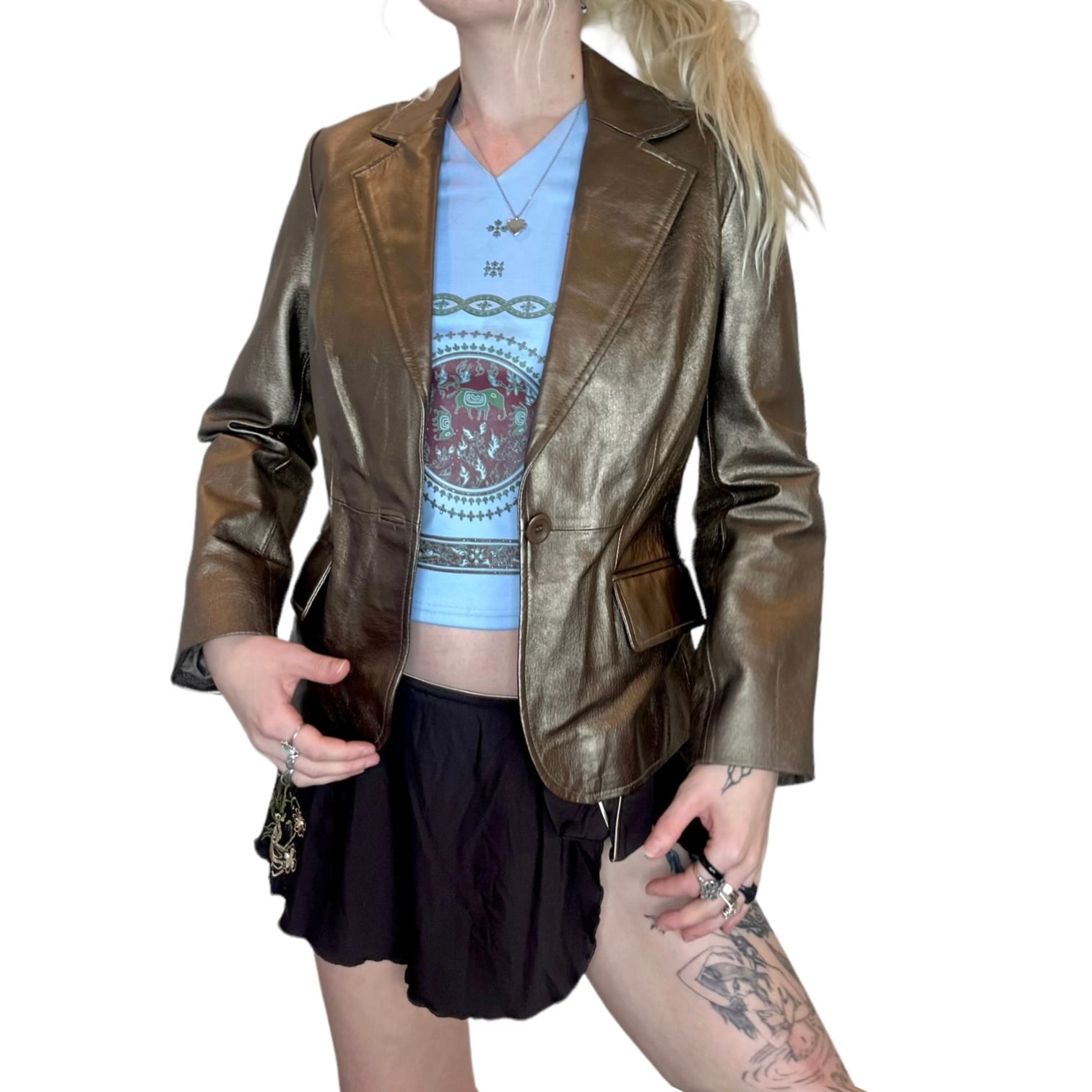 Bronze Leather Blazer (S/M)