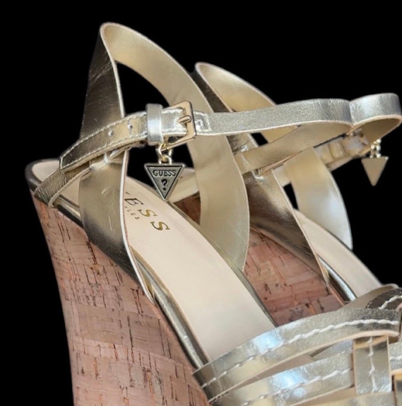 Guess Gold Platform Wedge Sandals (8)