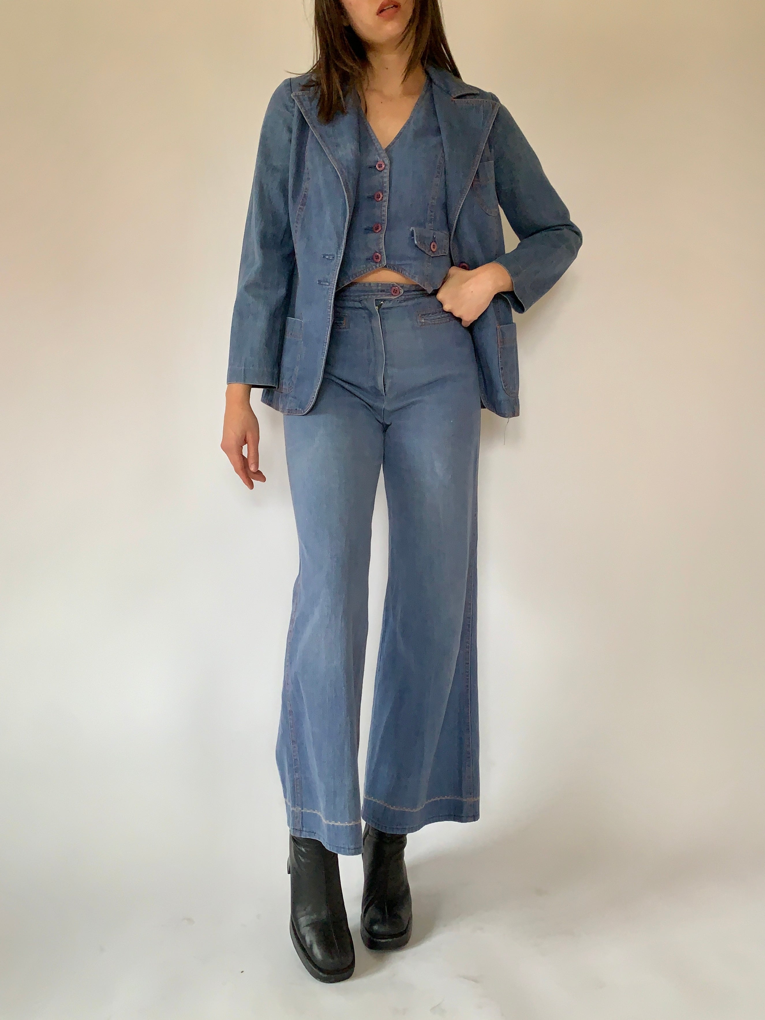 Vintage 1970s Denim Suit (S)