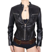 Y2K Black Leather Moto Jacket (M)