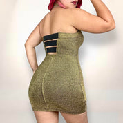 Vintage Metallic Bustier Cutout Dress (M)