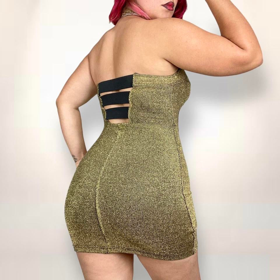 Vintage Metallic Bustier Cutout Dress (M)