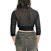 Vintage Black Sheer Wrap Cardigan (S)