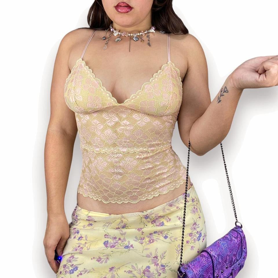 2000s Buttercream Lace Cami (S)