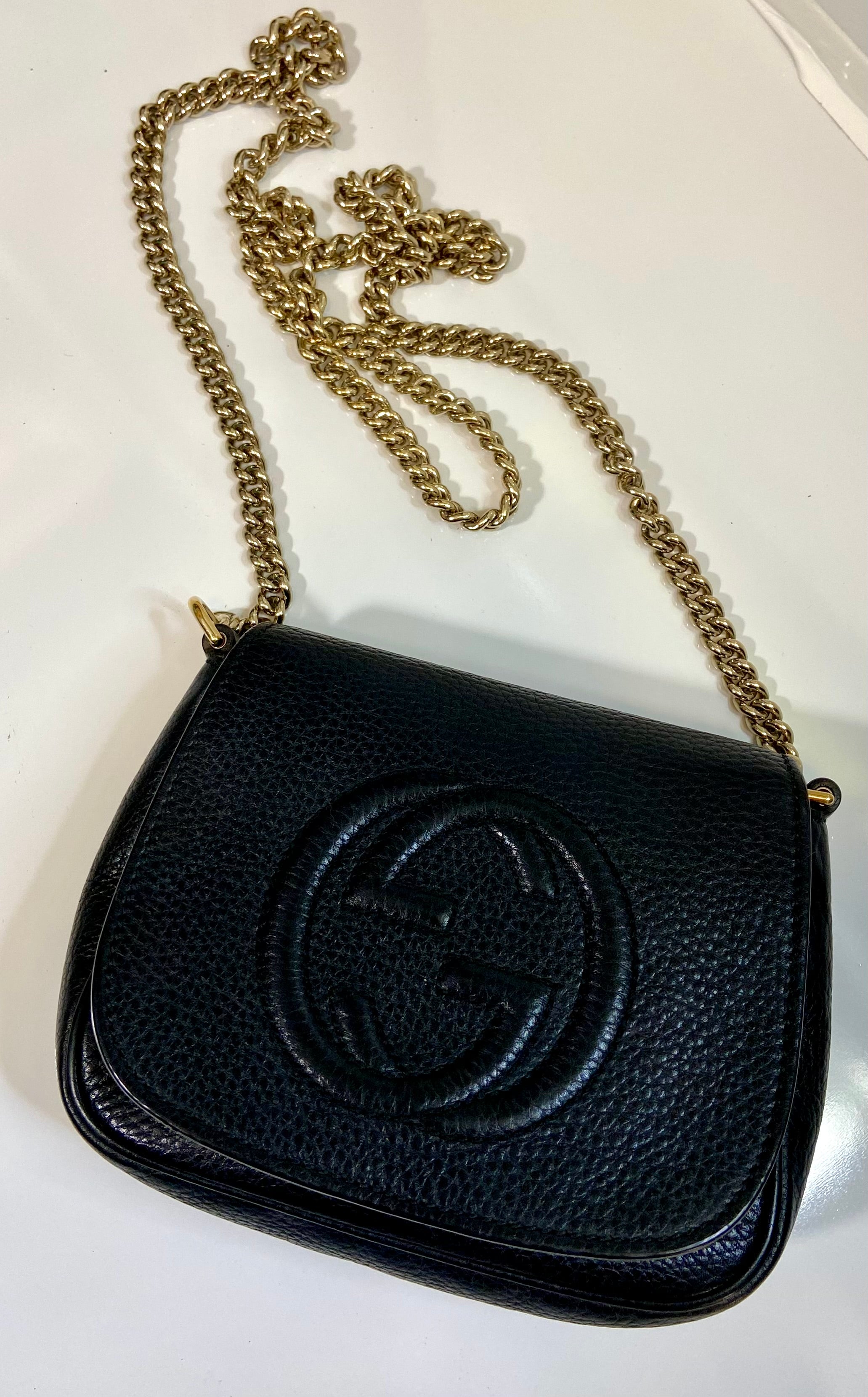 GUCCI Pebbled Calfskin
Small Soho Flap Crossbody