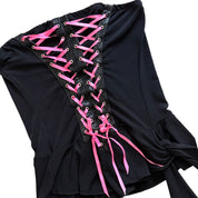 Y2K lace up tube top (M)