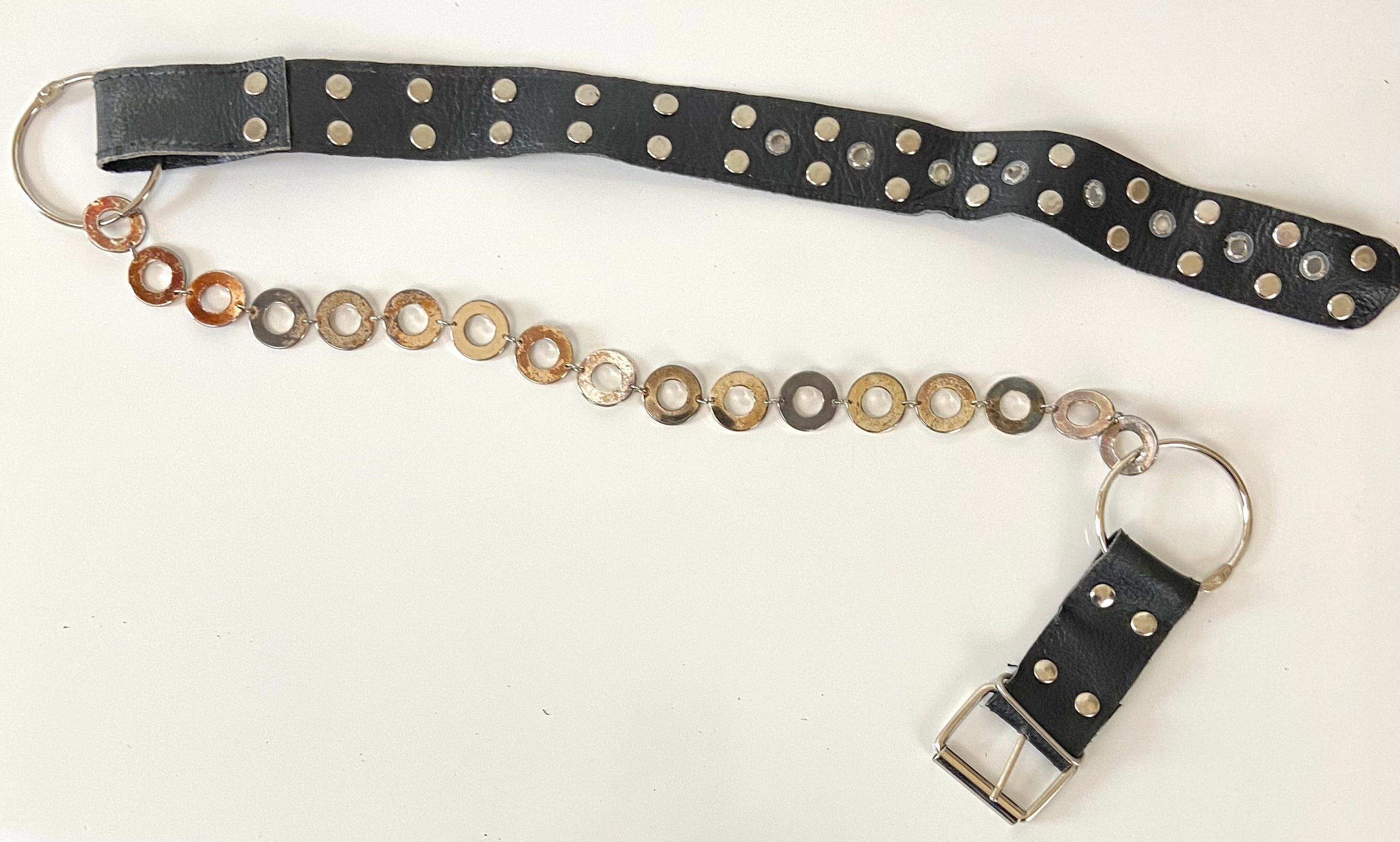 Black and silver chain belt