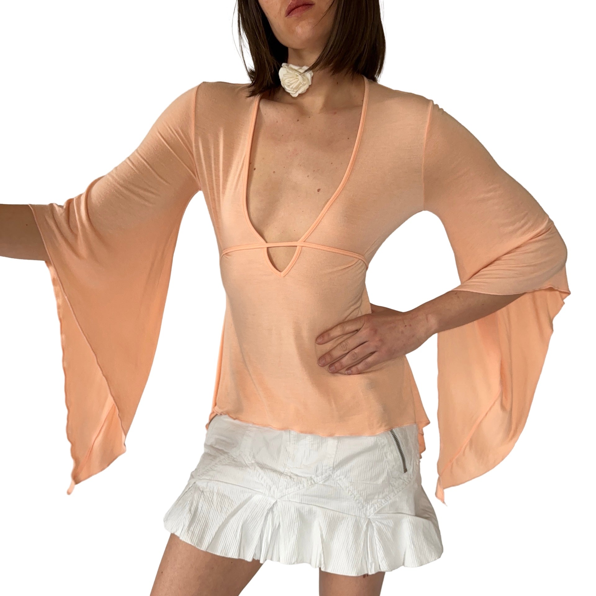 Y2K Peach Whimsy Top (S)