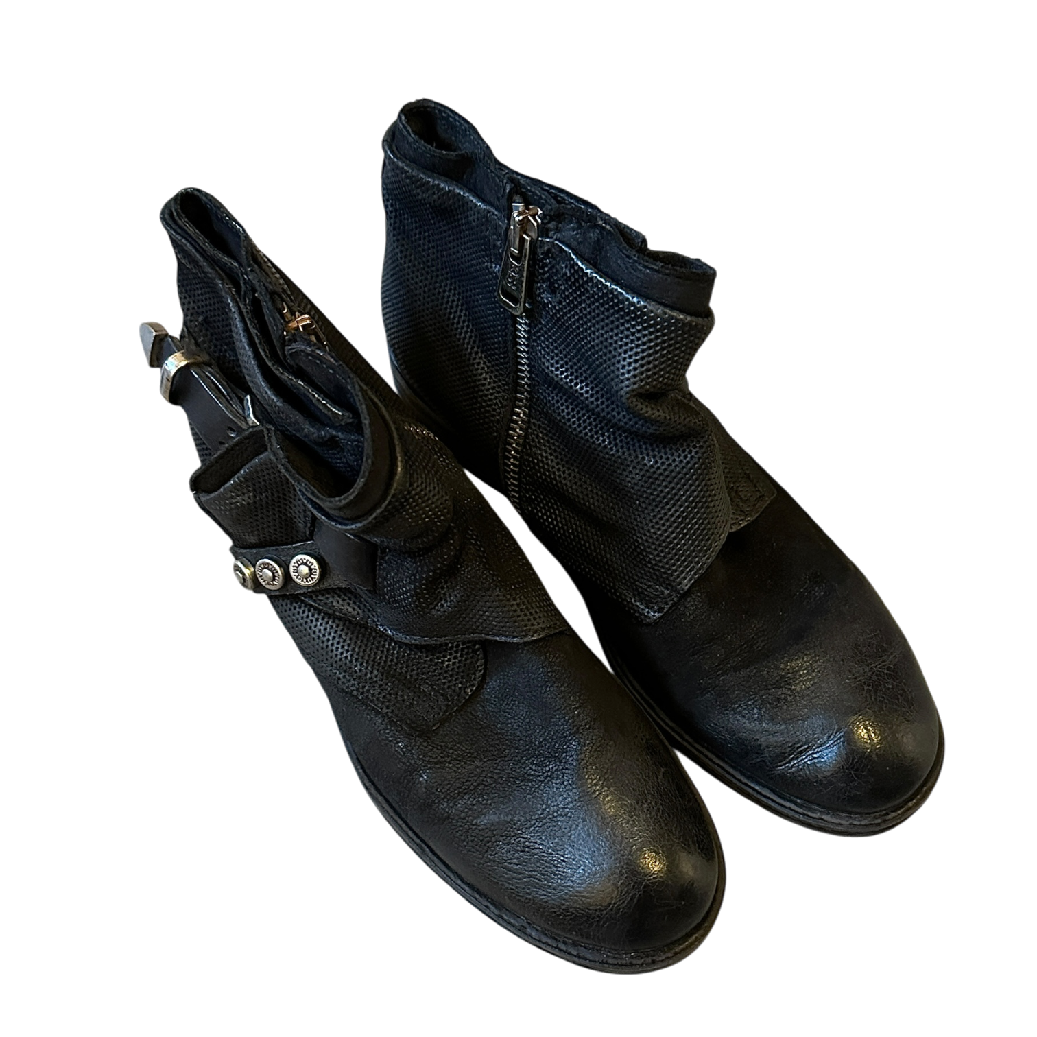 Vintage Airstep AS.98 Black Leather Biker Ankle Boots (US 8)