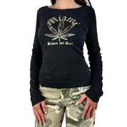Vintage Camo Cannabis Graphic Long Sleeve (S)