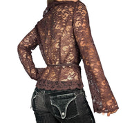 Vintage Lace Ruffle Wrap Blouse (M)