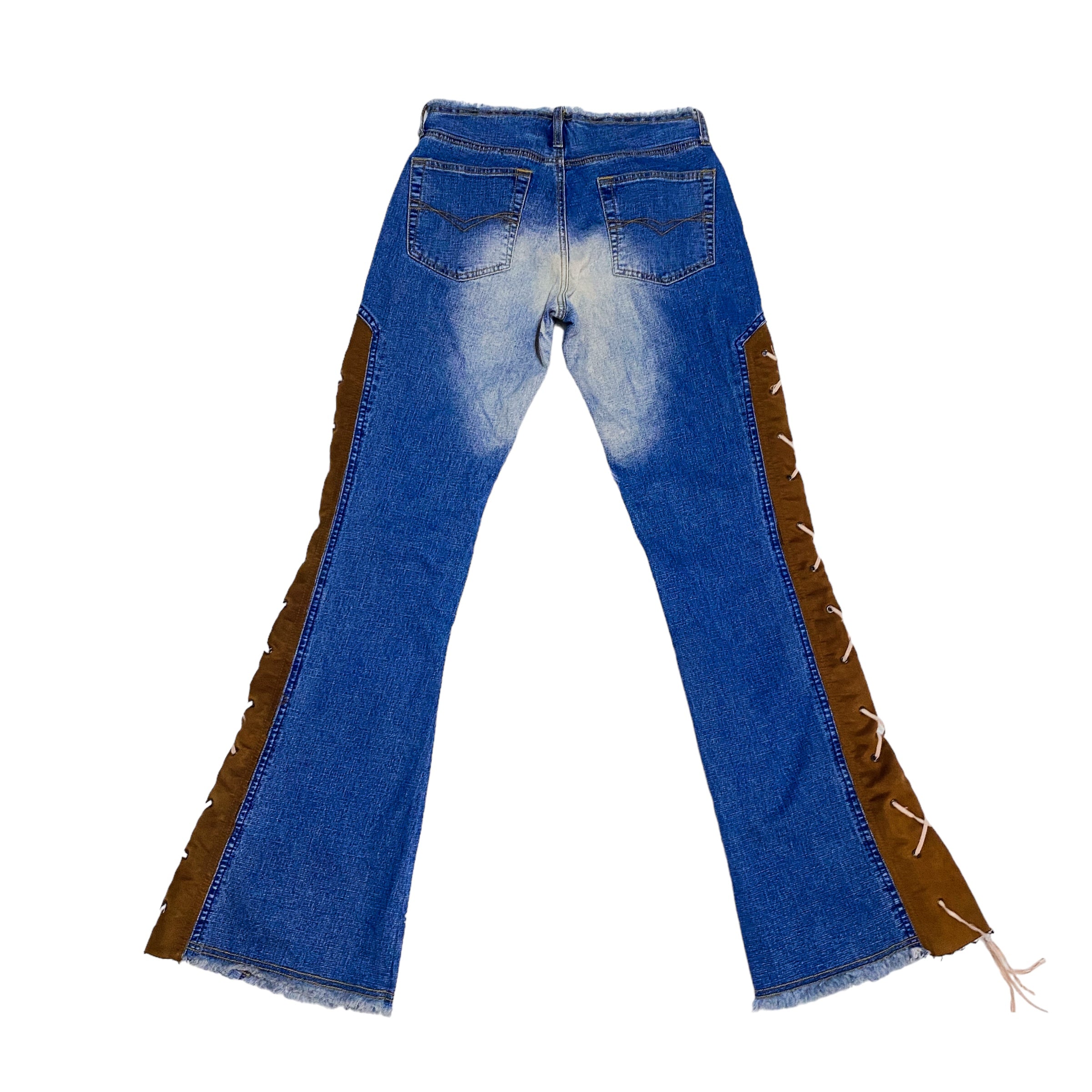 2000s Lace Up Flare Jeans (S)