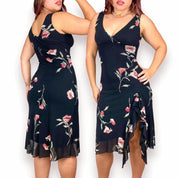 90s Floral Mesh Midi Dress (S)