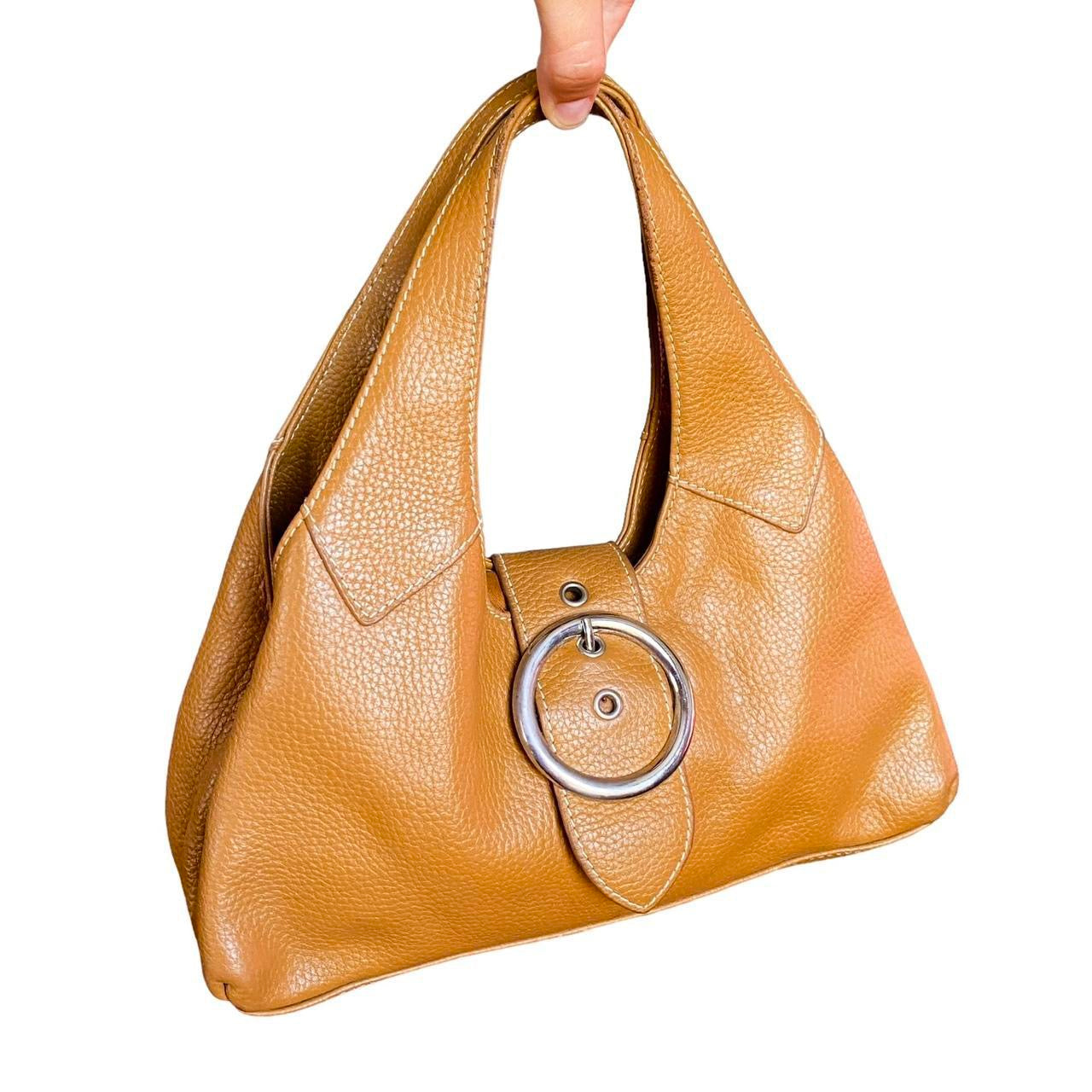 2000s Caramel Crescent Buckle Bag